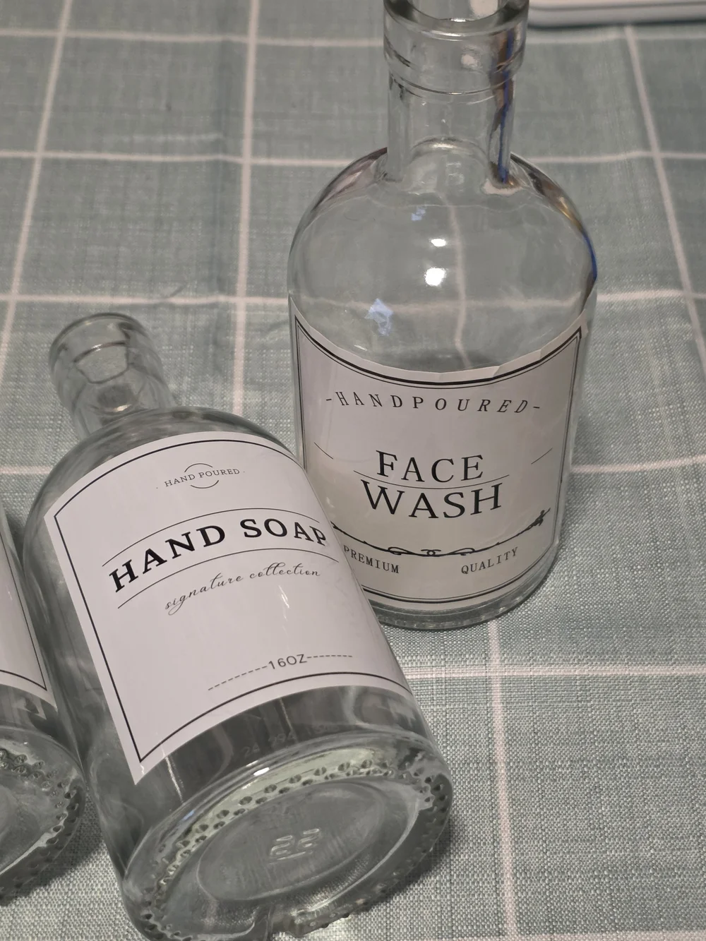 Set of 4 Clear Glass apothecary-style Bottles (16oz) - (D-1)